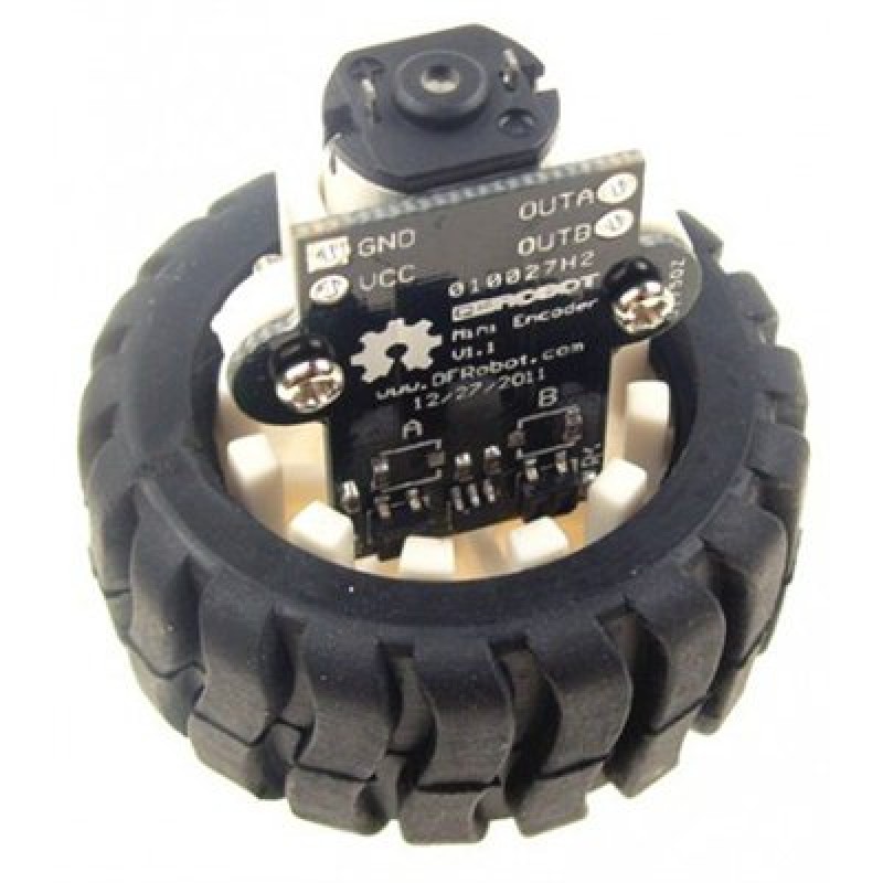 Optical encoder mounted on motor and wheel